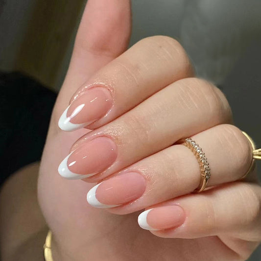 Gradient French Tip Press On Nails Almond