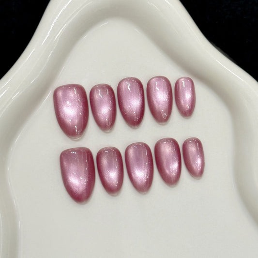 Lilac Pink Cat Eye Press On Nails