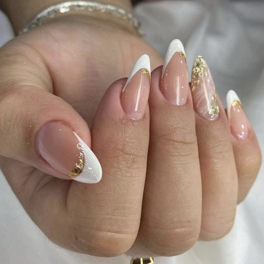 Nude Gold French Press On Nails