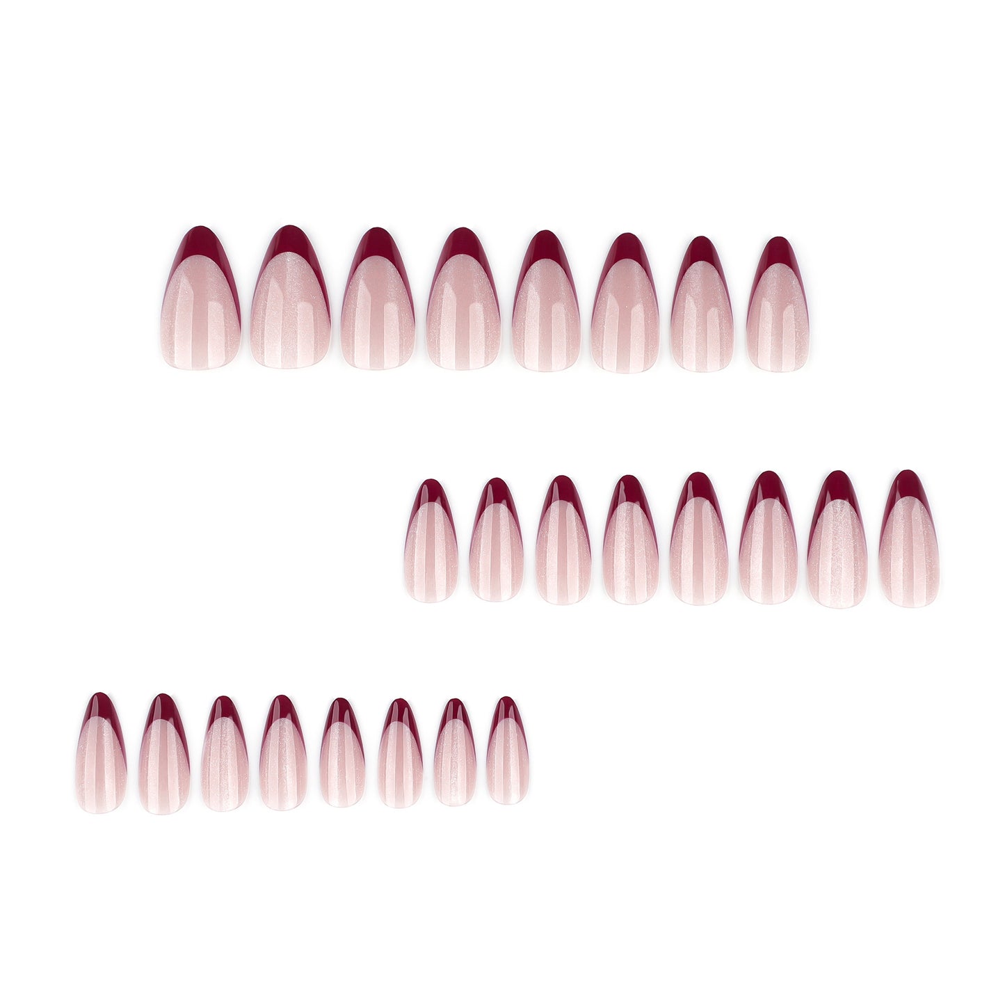 Nude Red Glitter French Press On Nails