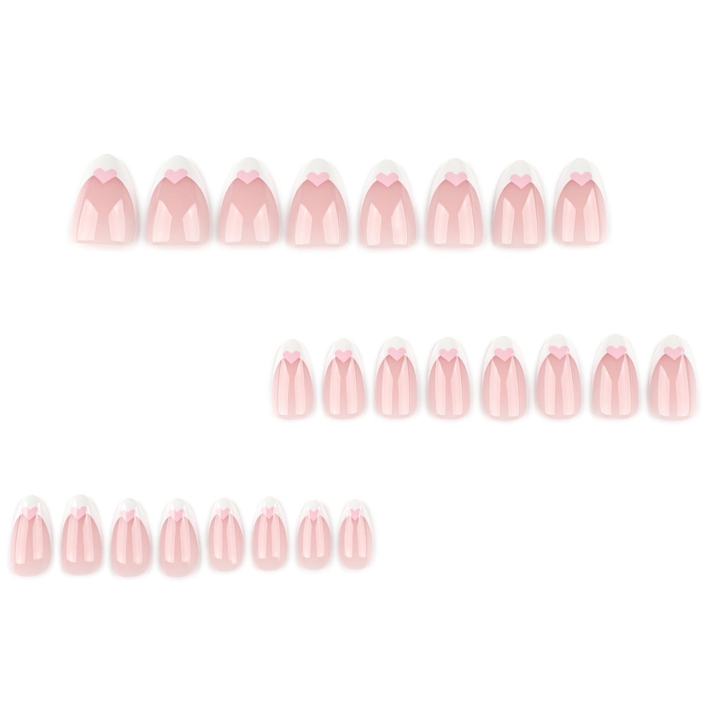 Nude French Heart Press On Nails