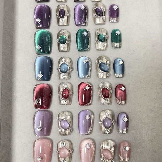 Buccellati multi-colored cat-eye Press On Nails