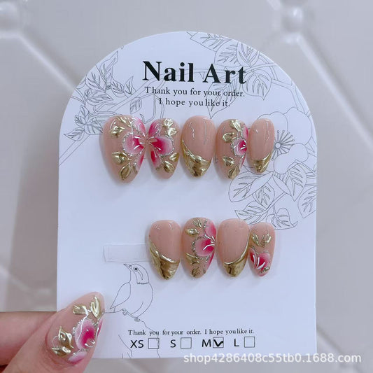 Nude Pink Whisper Gold Press On Nails