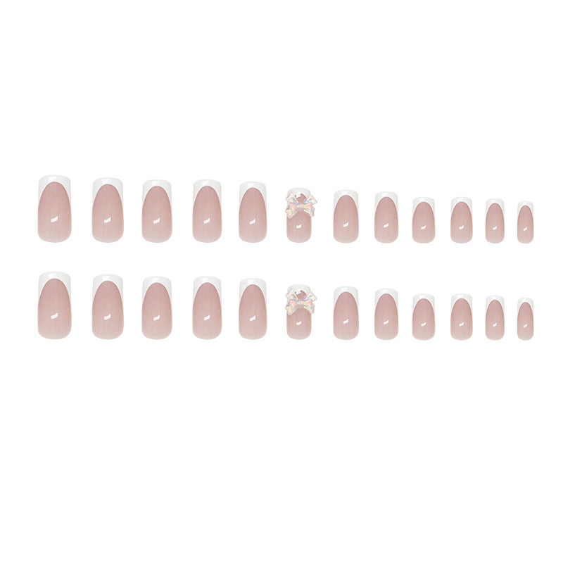 Nude French Crystal Press On Nails