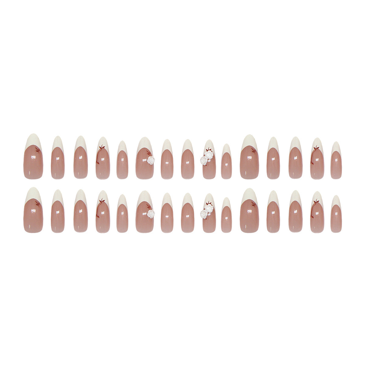 Velvet Nude White Rose French Press On Nails