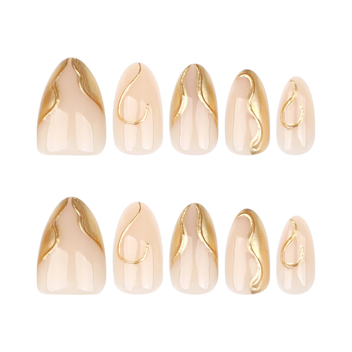 Nude Gold Swirl Press On Nails