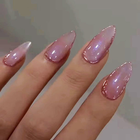 Lilac Pink Cat Eye Press On Nails