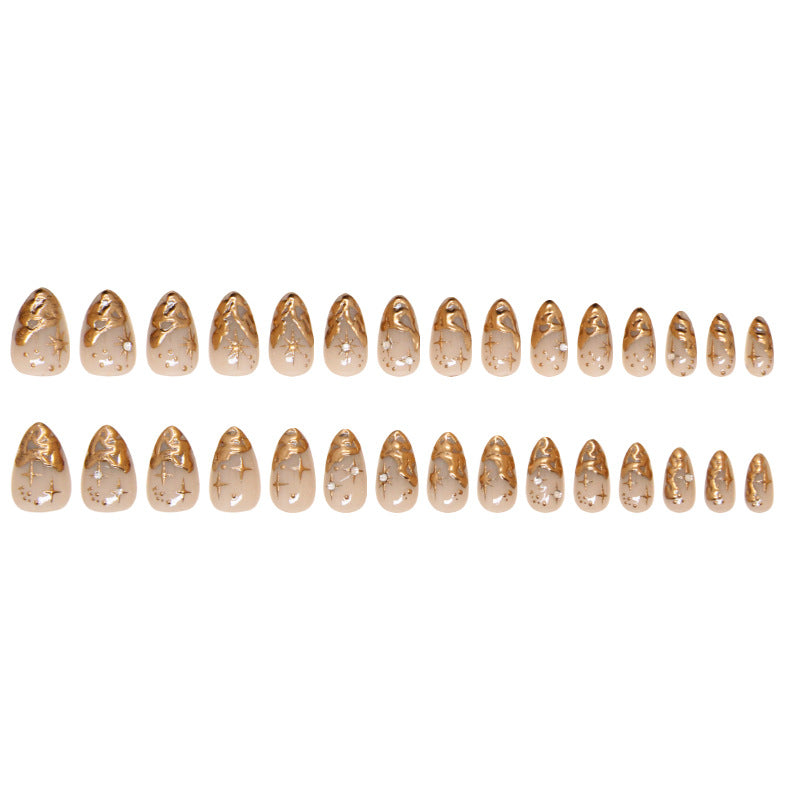 Champagne Gold Foil Press On Nails
