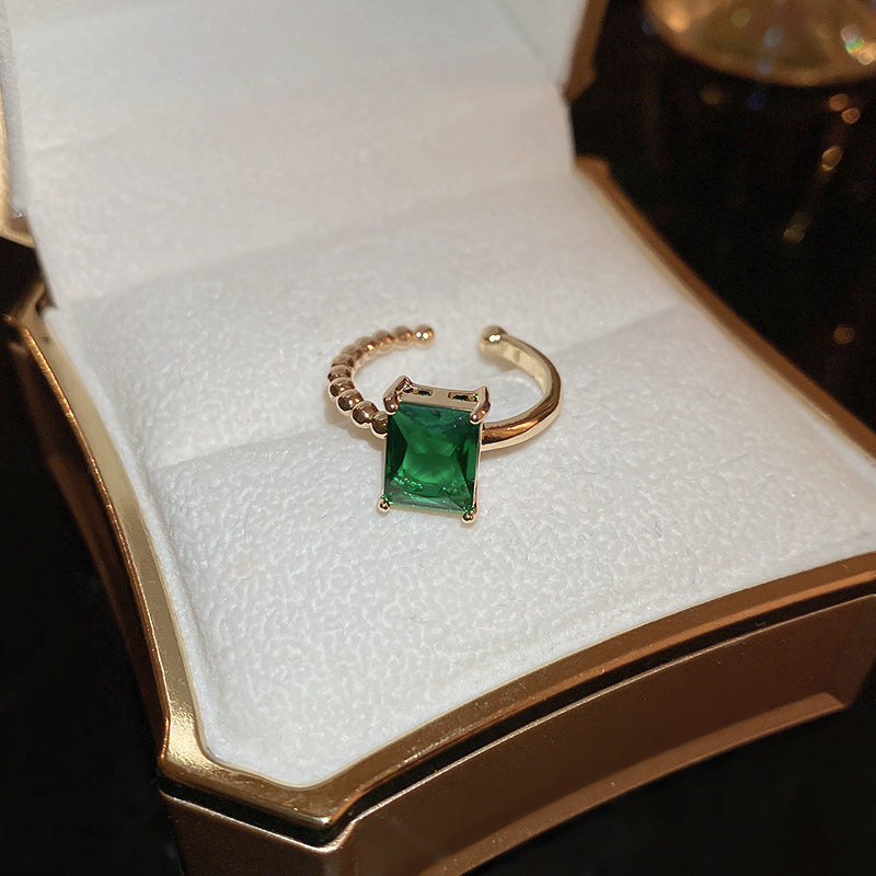 Green Baguette Diamond Open Ring