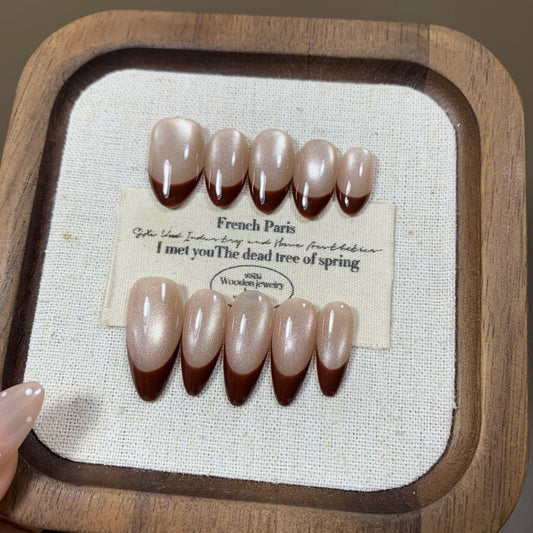 Velvet Nude Chocolate Gradient French Press On Nails