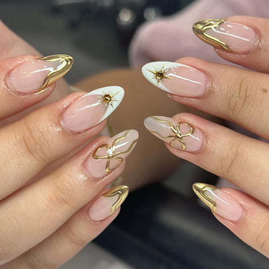 Velvet Peach Gold Luxe Mix Press On Nails