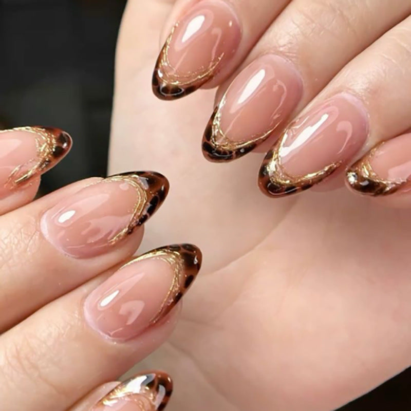 Velvet Peach Tortoise Gold Luxe Press On Nails