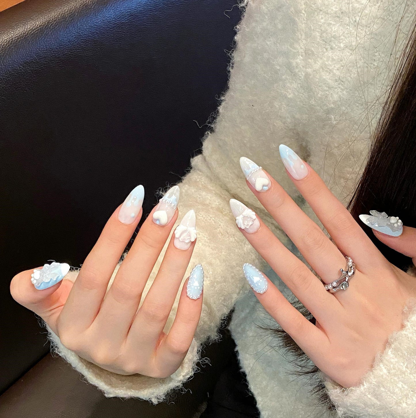 Blue cute cat paw