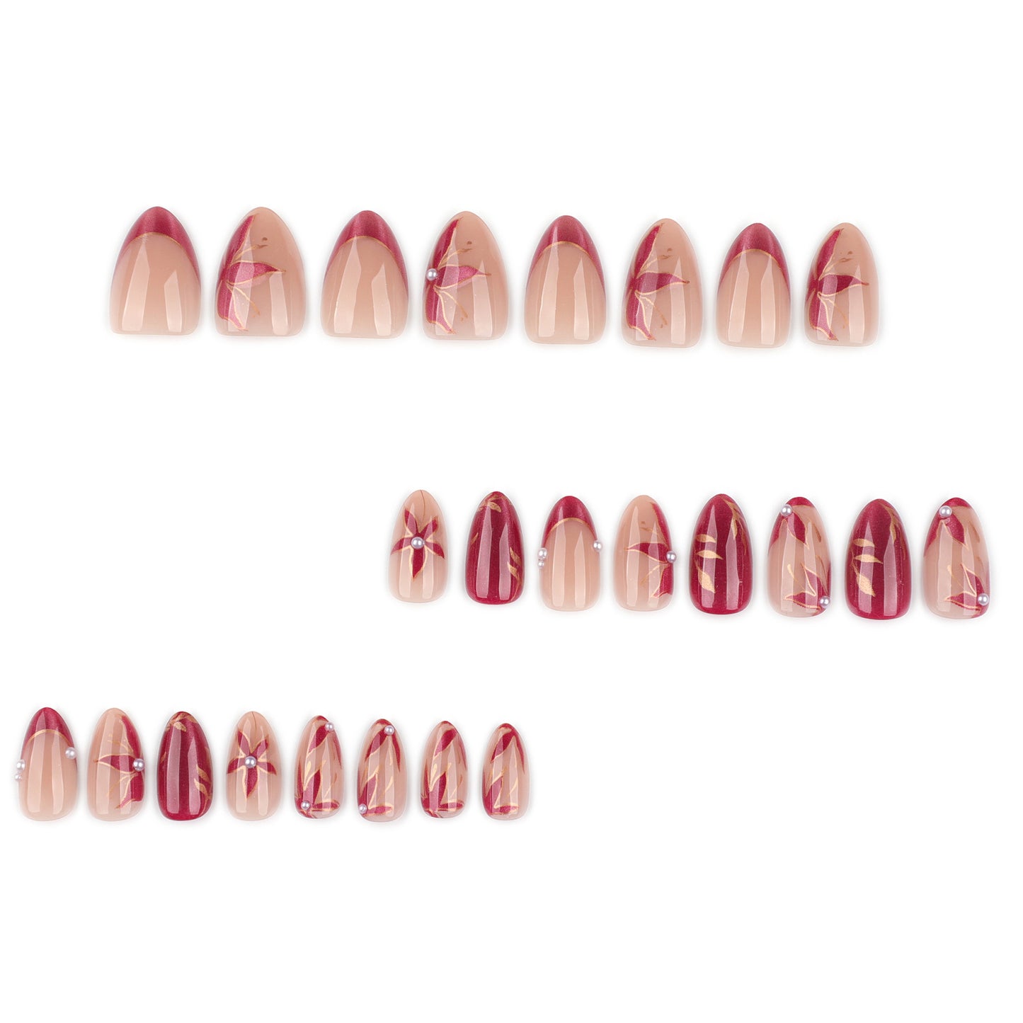 Velvet Rose Gold Floral Cat Eye Press On Nails