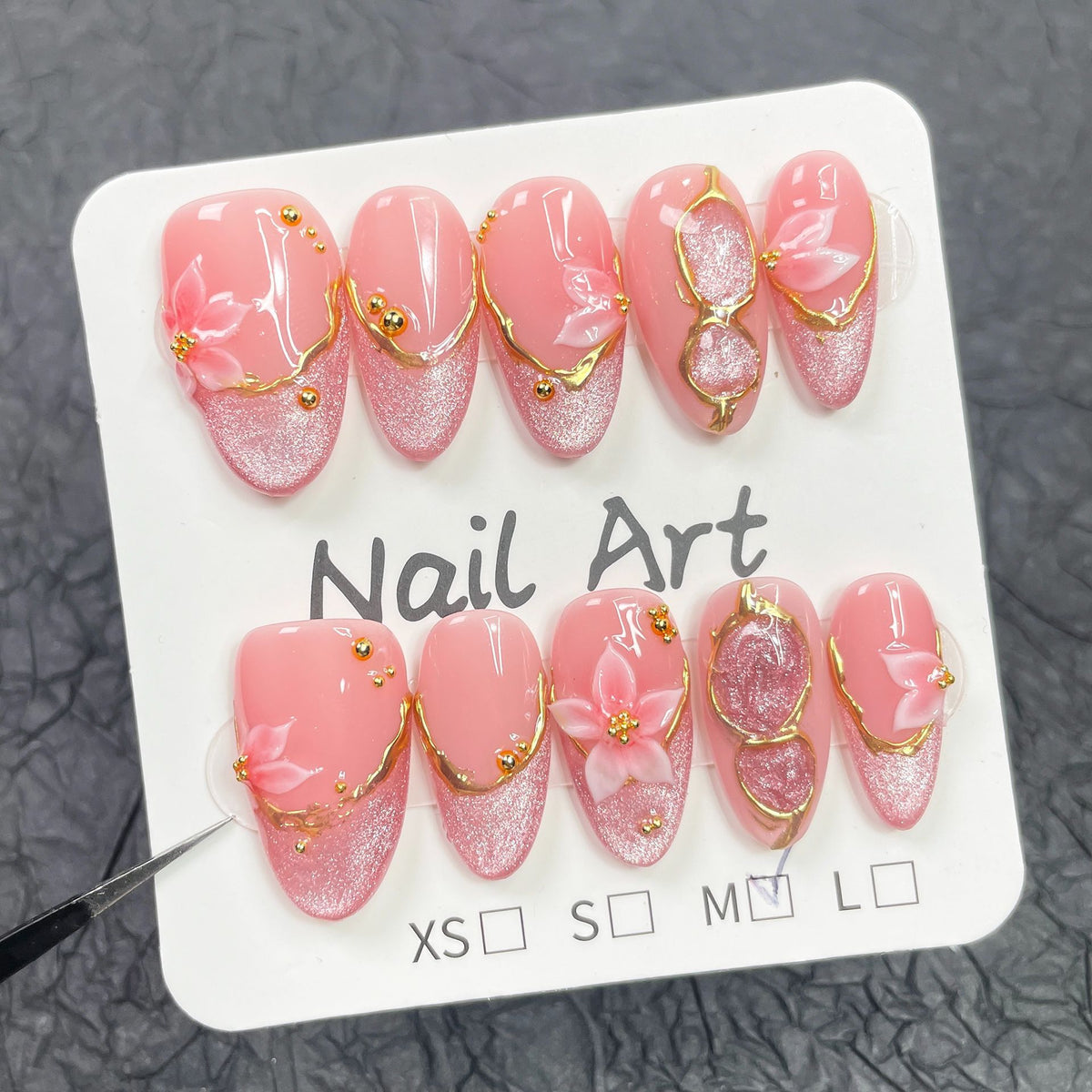Blush Petal Gold Whisper Press On Nails