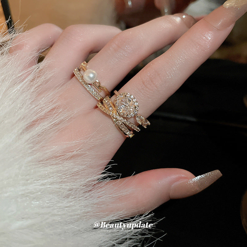 Gold plated multi-layered zircon ring