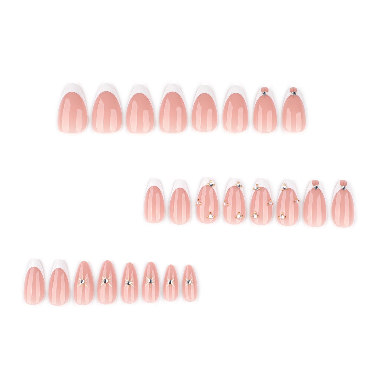 Nude French Crystal Press On Nails