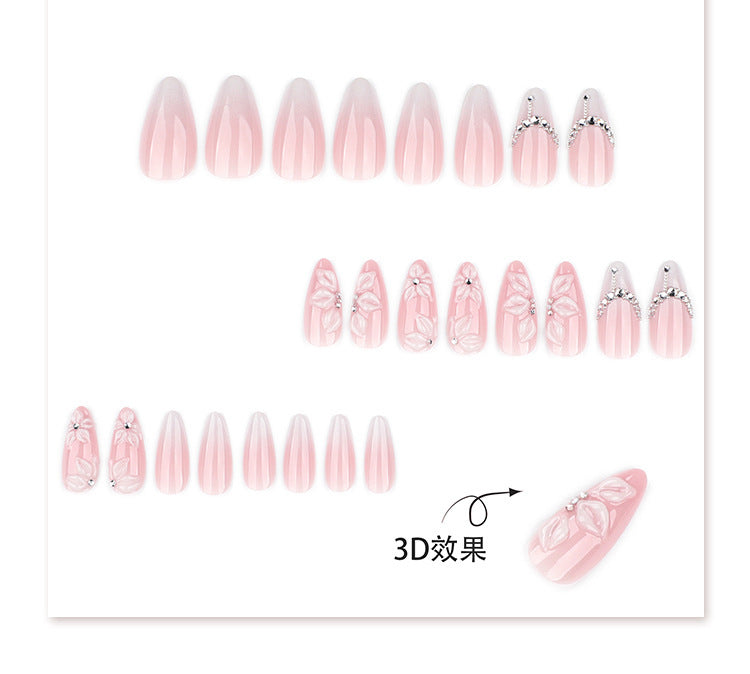 Velvet Blush White Blossom Chain Press On Nails