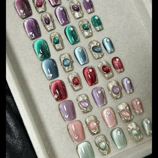 Buccellati multi-colored cat-eye Press On Nails