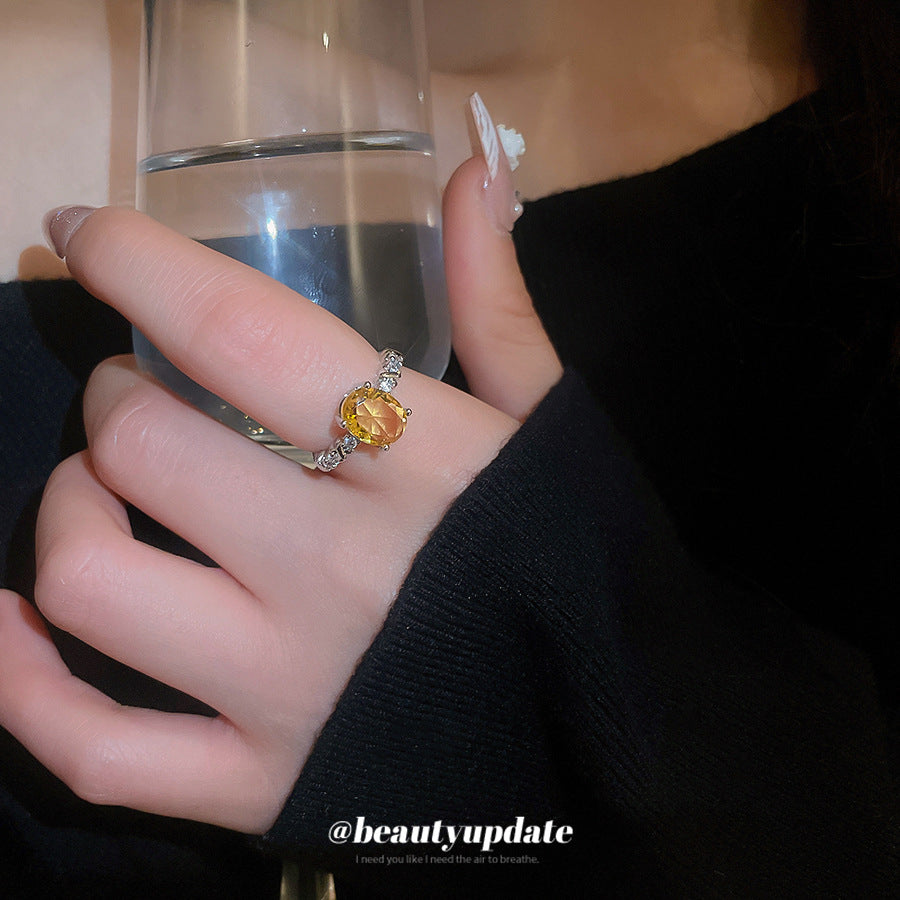 Yellow zircon open ring