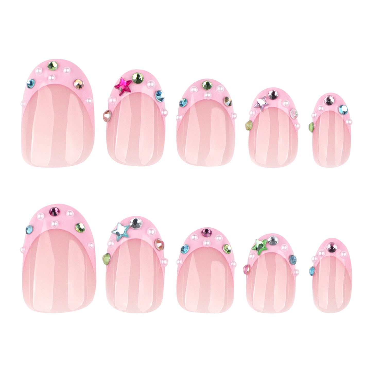 Blush Pink Starry Gem Press On Nails