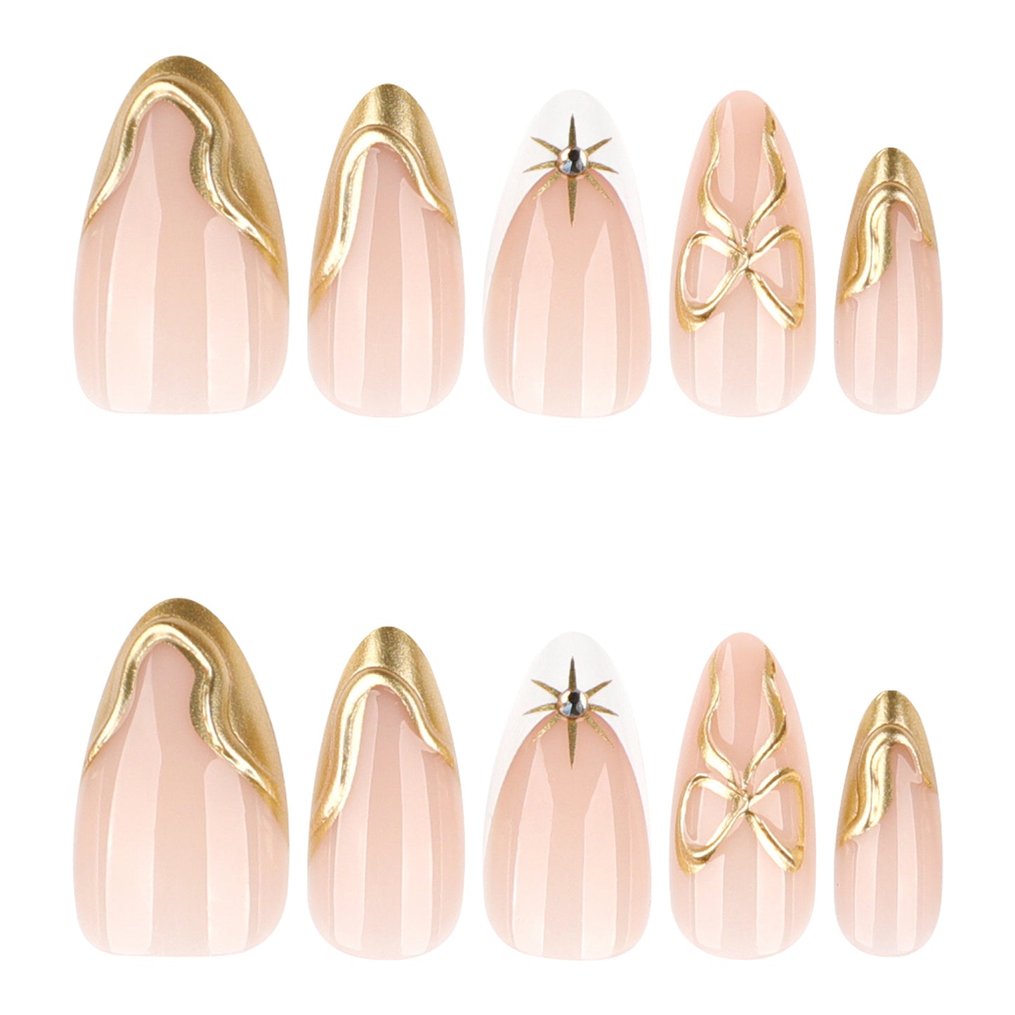 Velvet Peach Gold Luxe Mix Press On Nails