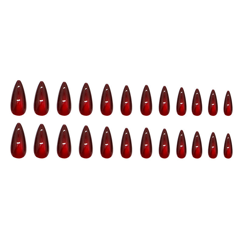 Burgundy Red Cat Eye Press On Nails