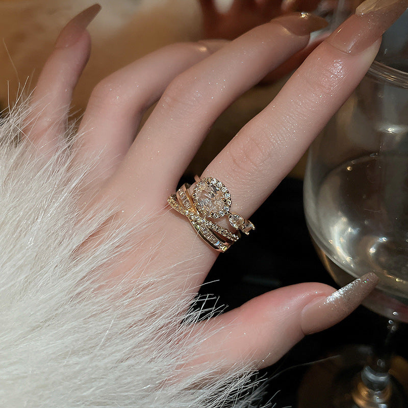 Gold plated multi-layered zircon ring