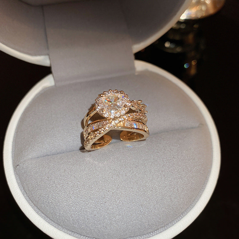 Gold plated multi-layered zircon ring
