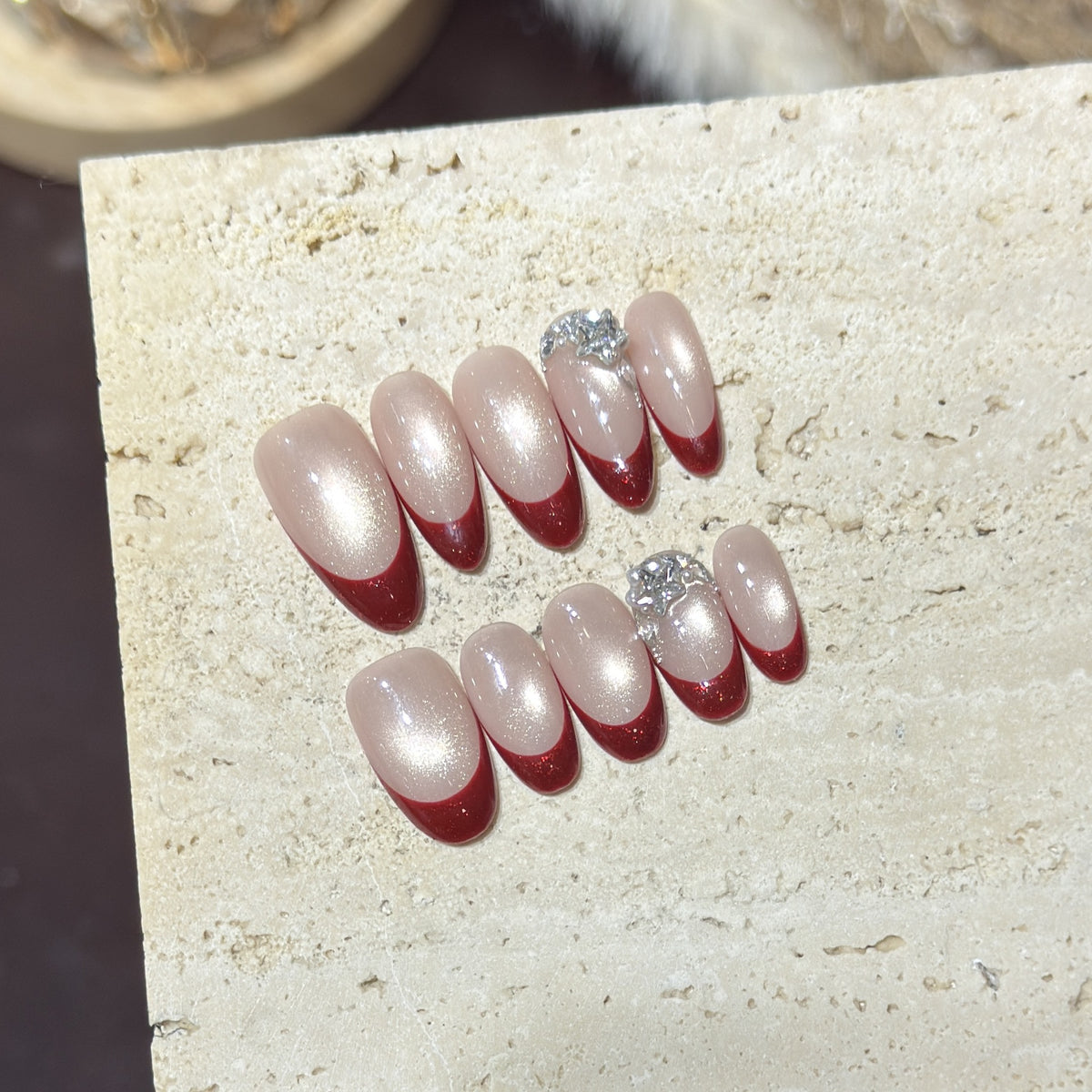 Crimson French Glow Press On Nails