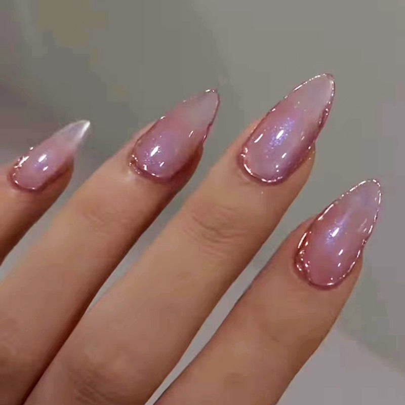 Lilac Pink Cat Eye Press On Nails