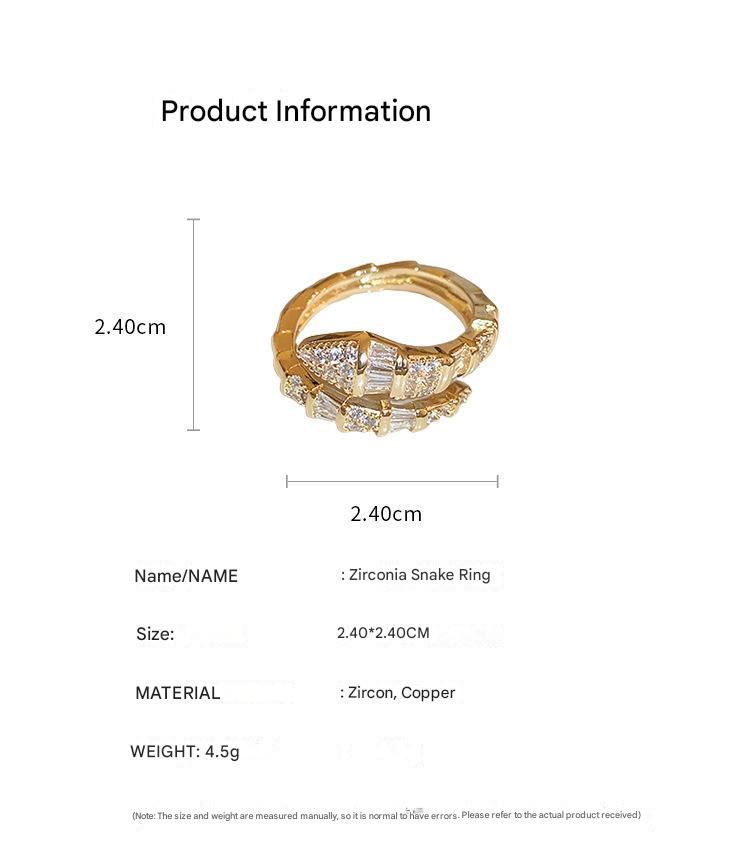 Zirconia Snake Ring Adjustable Size