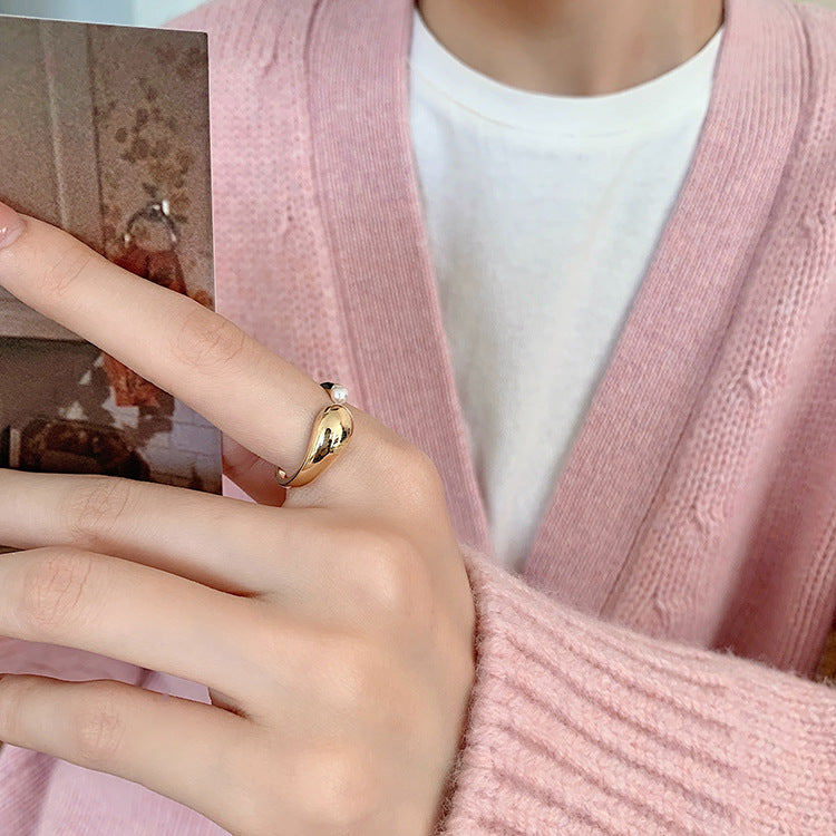 Pearl open ring 2-piece set