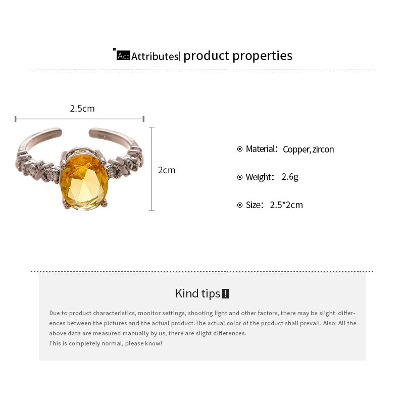 Yellow zircon open ring
