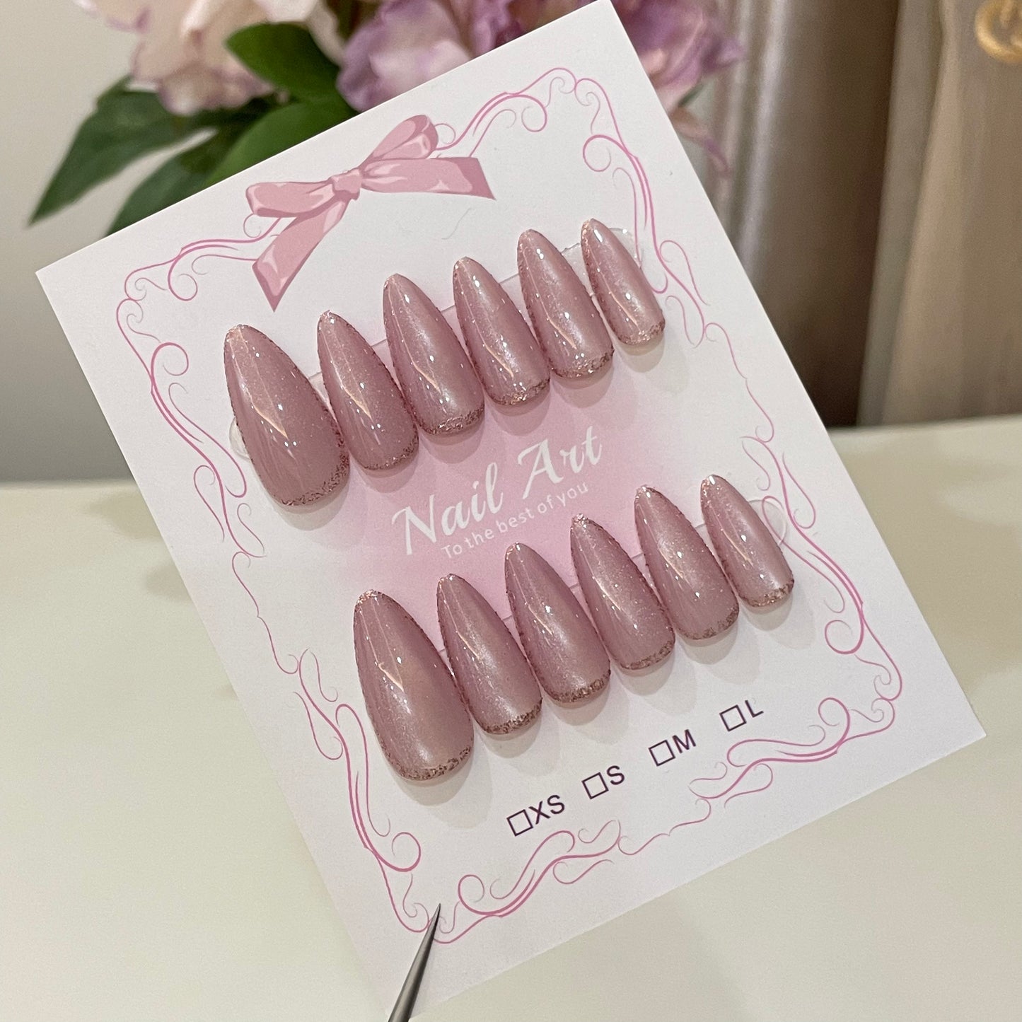Lilac Pink Cat Eye Press On Nails