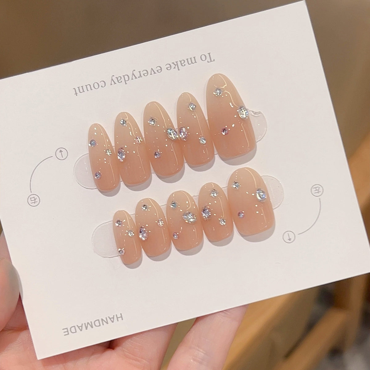 Sheer Nude Crystal Whisper Press On Nails