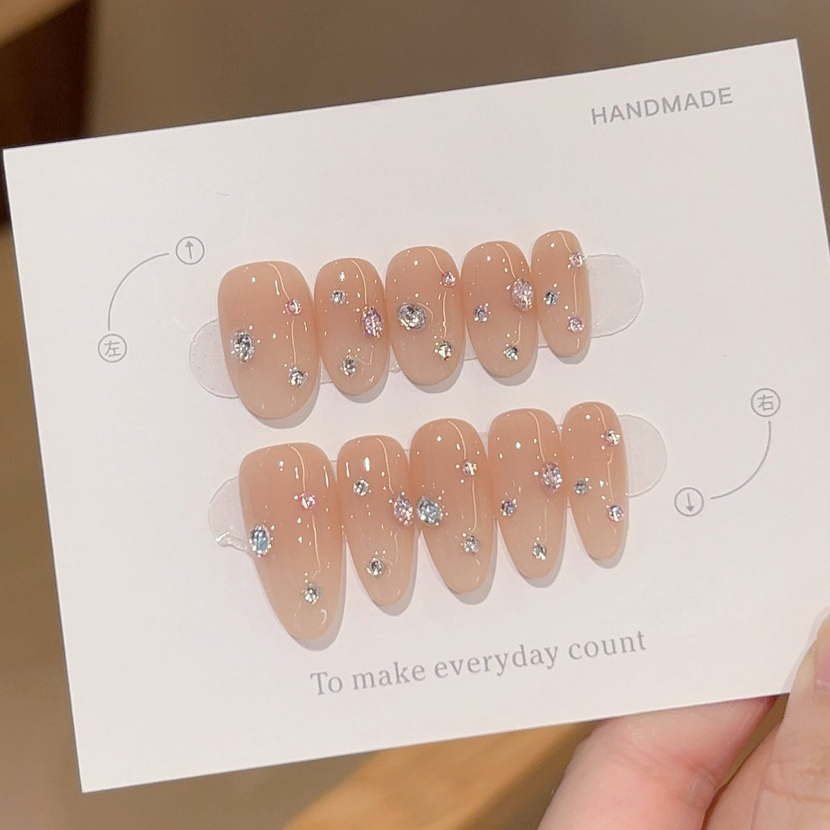 Sheer Nude Crystal Whisper Press On Nails