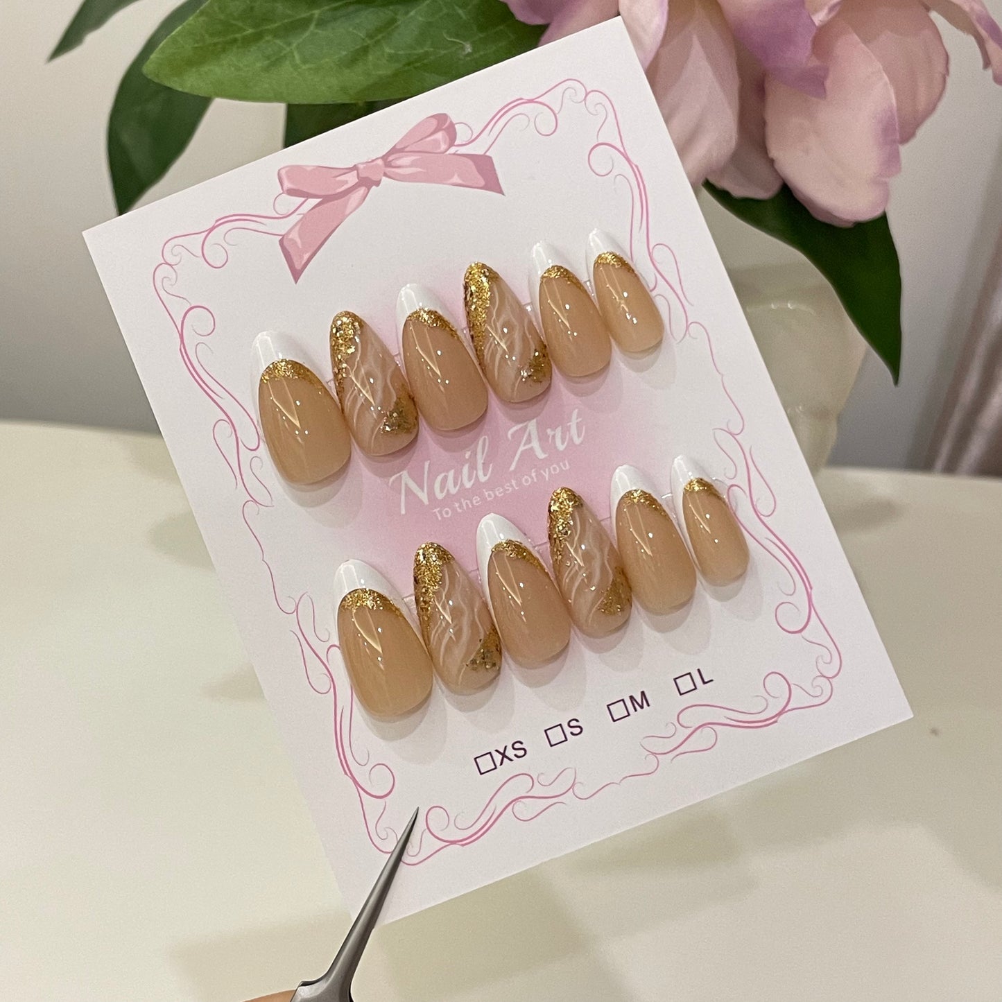 Nude Gold French Press On Nails