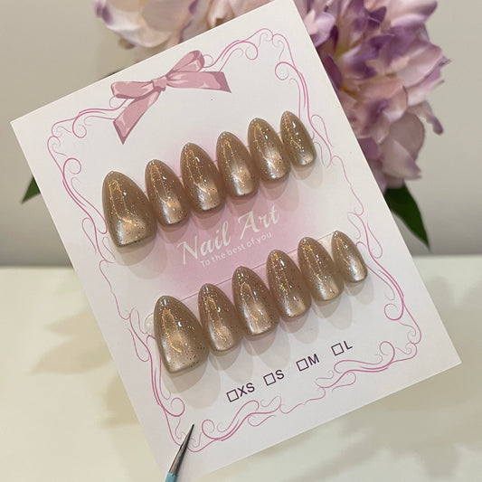 Nude Pink Glitter Press On Nails