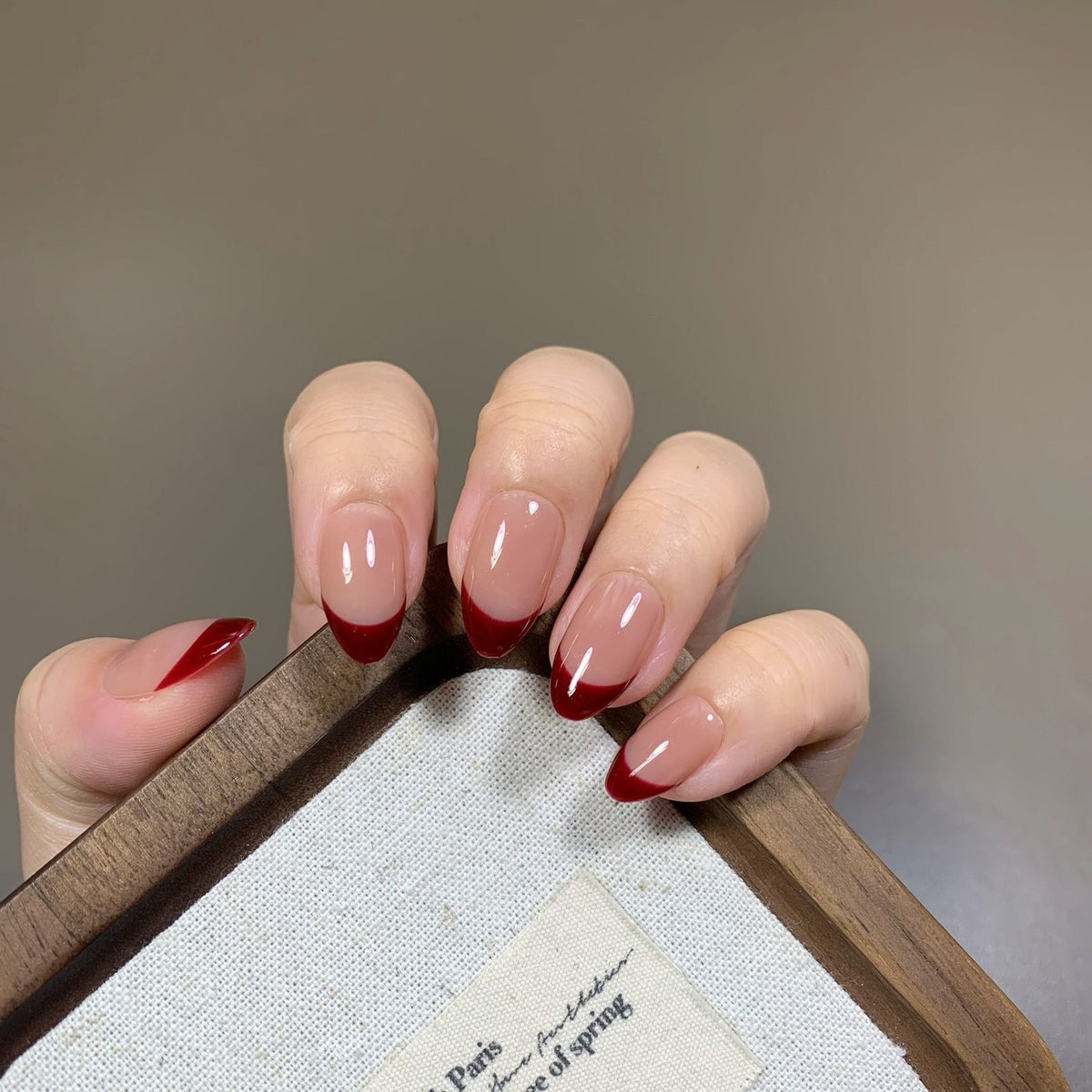 Crimson French Nude Press On Nails
