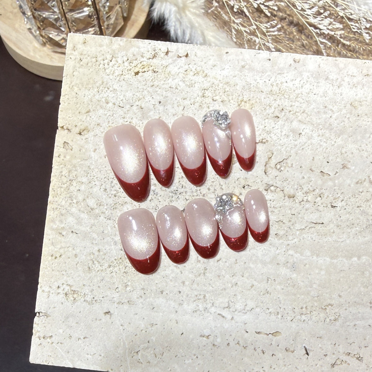Crimson French Glow Press On Nails