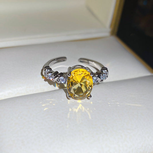 Yellow zircon open ring