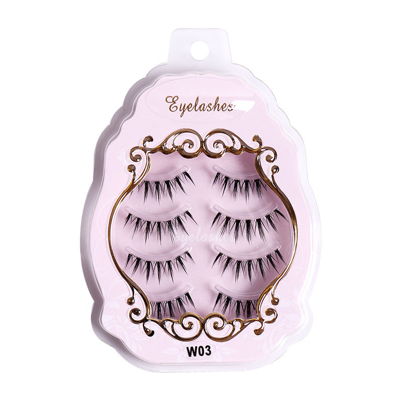 ✨4 pairs of small devil false eyelashes sharpened transparent fishing line stalk eyelashes female natural stalk grafted eyelashes ✨