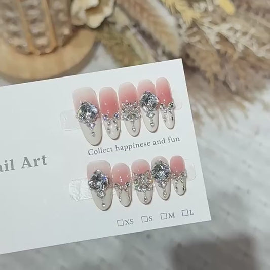 Velvet Nude Crystal Bow Luxe Press On Nails
