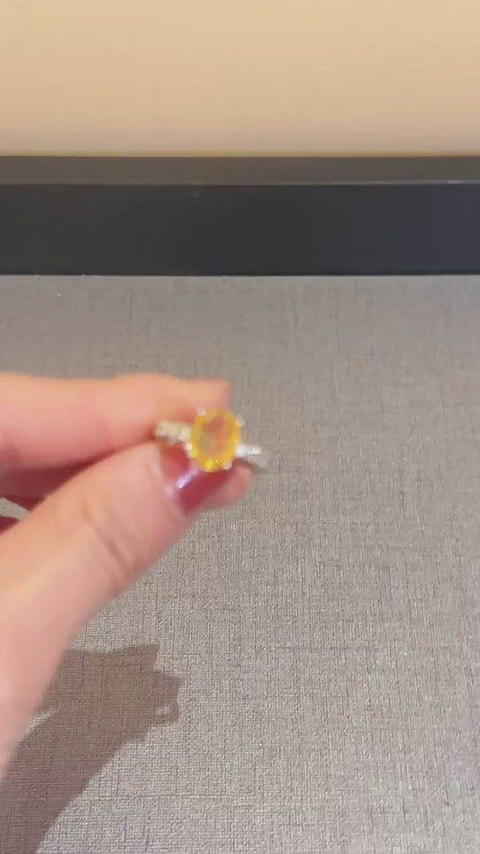 Yellow zircon open ring